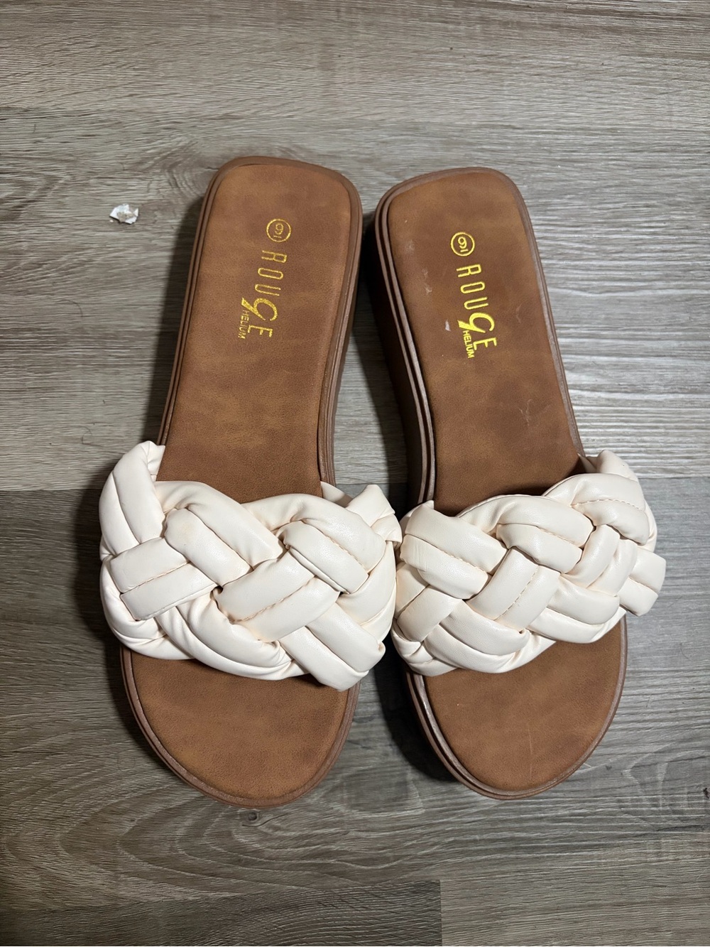 Rouge Helium Ivory Braided Slide Sandals for Women